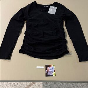 Athleta Jet Black Ruched Long Sleeve Top NWT Size S